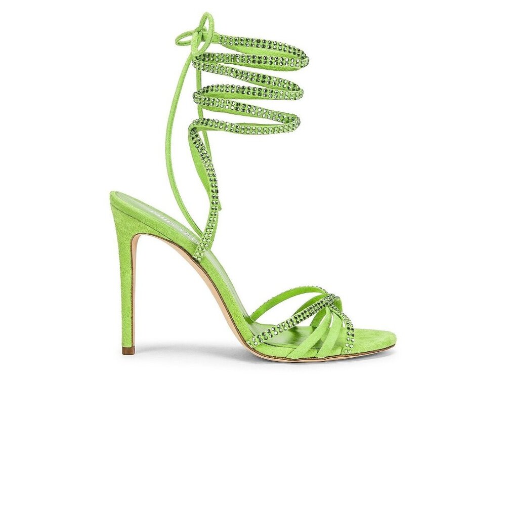 Paris Texas Holly Nicole 105 Lace Up Sandals Heels Peridot Green